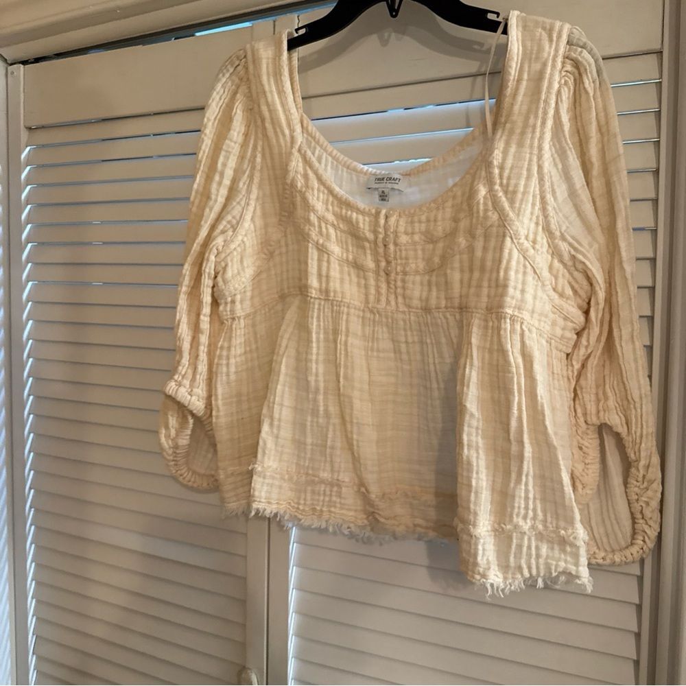 True Craft Cream Textured Blouse